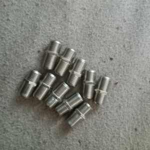 Silver Double-Ended F-Type Coaxial Cable Connectors - Pack of 12